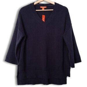 JOE FRESH \ High-Low Hem Relaxed Fit V-Neck Pullover Sweater Navy Blue Sz S